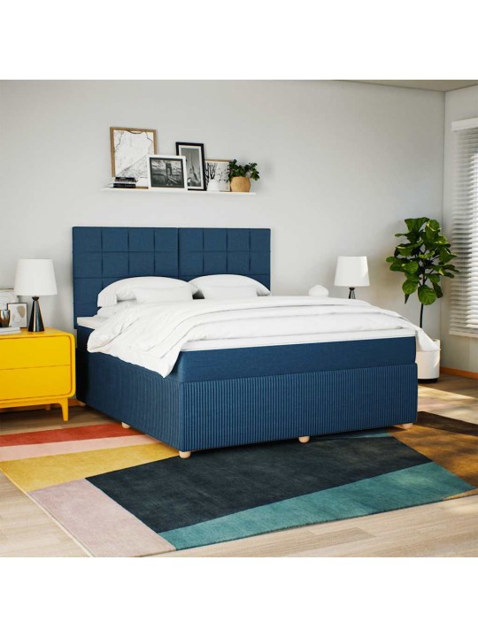 Box spring postel s matrací modrá 180x200 cm textil