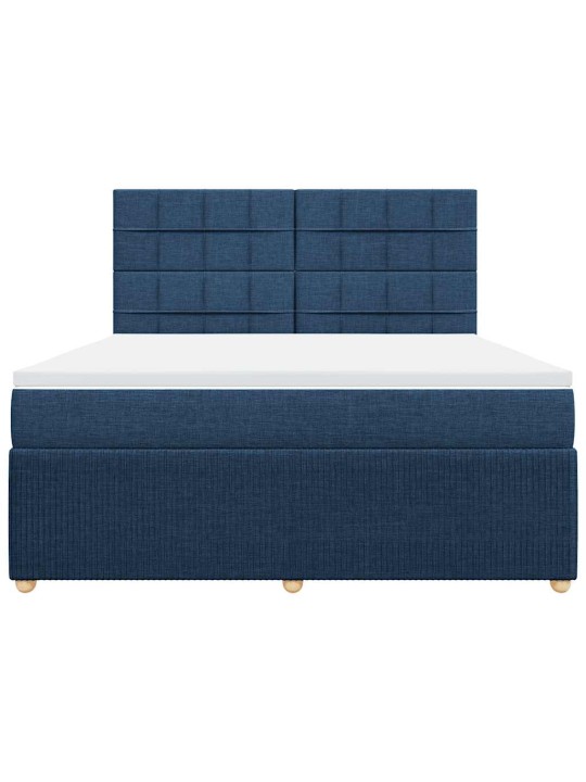Box spring postel s matrací modrá 180x200 cm textil