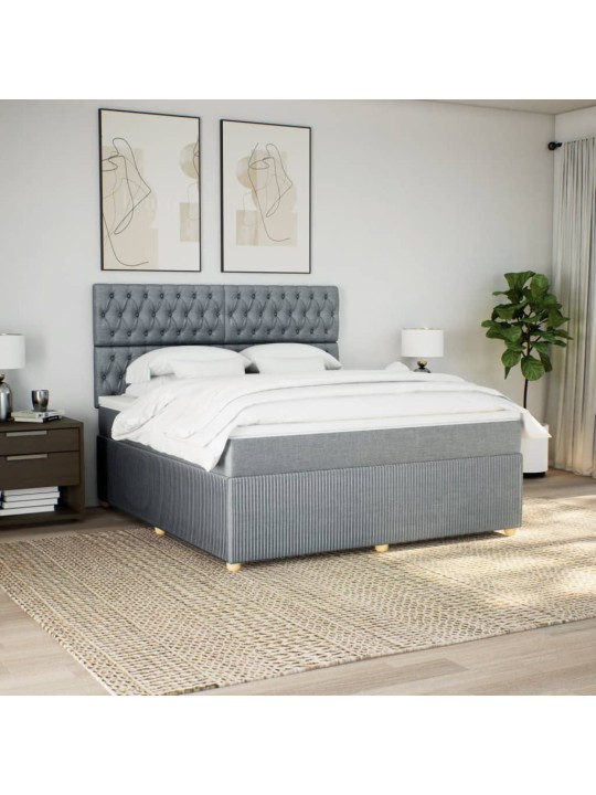 Box spring postel s matrací světle šedá 180 x 200 cm textil