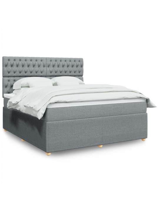 Box spring postel s matrací světle šedá 180 x 200 cm textil