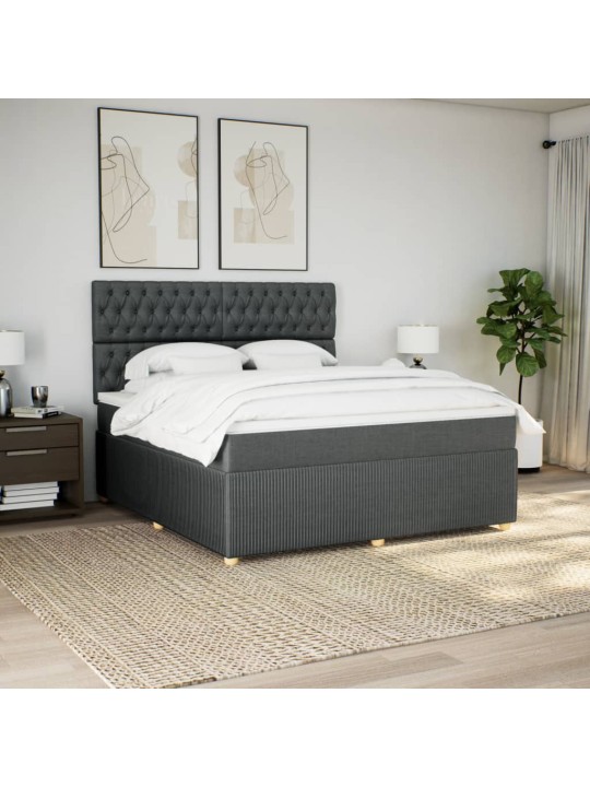 Box spring postel s matrací tmavě šedá 180x200 cm textil