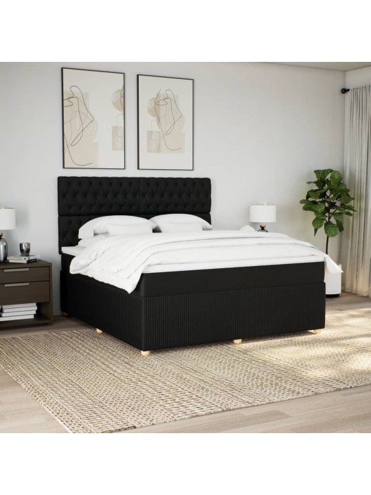 Box spring postel s matrací černá 180x200 cm textil