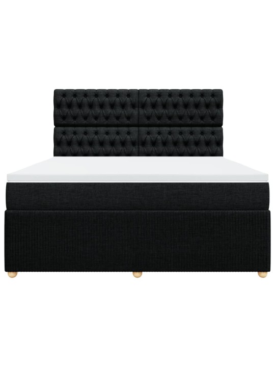 Box spring postel s matrací černá 180x200 cm textil