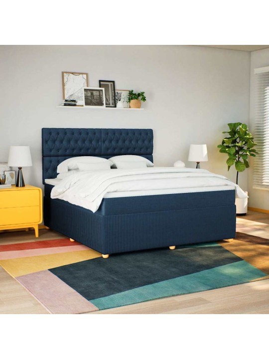 Box spring postel s matrací modrá 180x200 cm textil