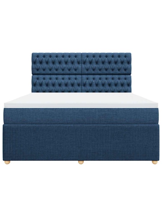 Box spring postel s matrací modrá 180x200 cm textil