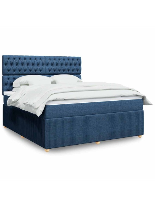 Box spring postel s matrací modrá 180x200 cm textil