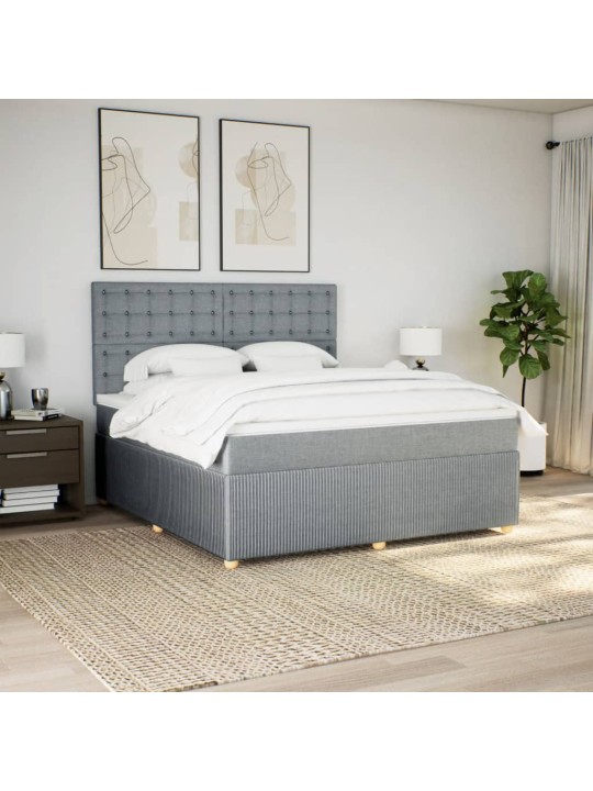 Box spring postel s matrací světle šedá 180 x 200 cm textil