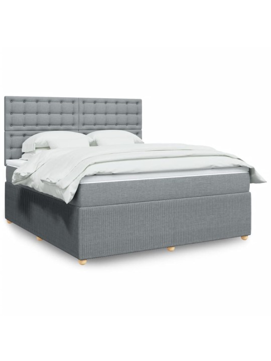 Box spring postel s matrací světle šedá 180 x 200 cm textil