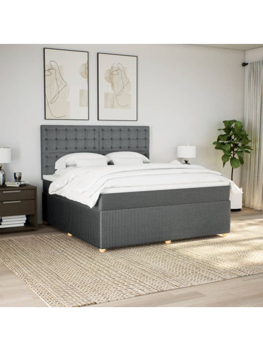 Box spring postel s matrací tmavě šedá 180x200 cm textil
