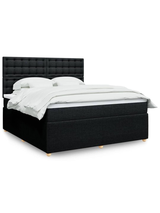 Box spring postel s matrací černá 180x200 cm textil