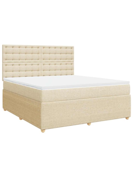 Box spring postel s matrací krémová 180x200 cm textil