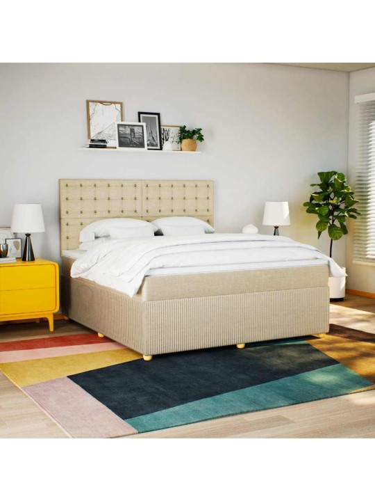 Box spring postel s matrací krémová 180x200 cm textil