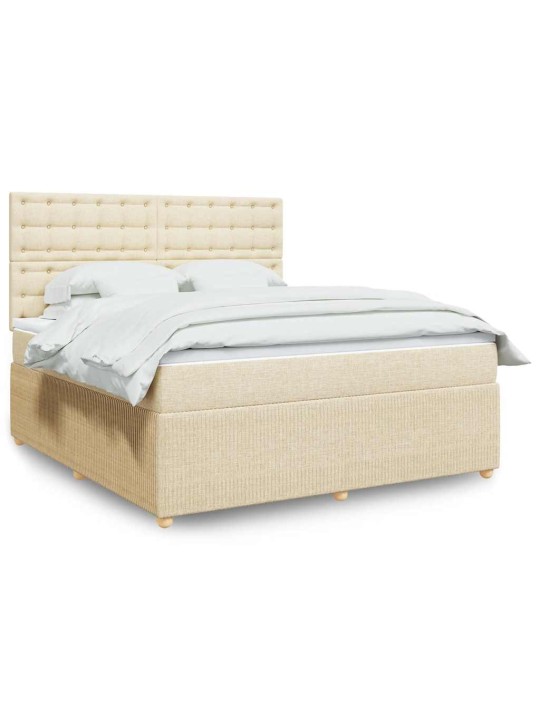 Box spring postel s matrací krémová 180x200 cm textil
