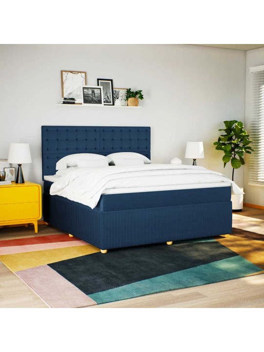 Box spring postel s matrací modrá 180x200 cm textil