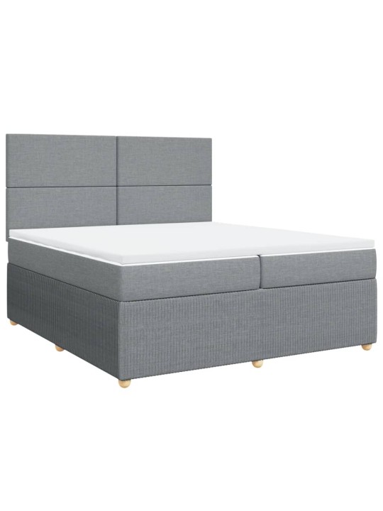 Box spring postel s matrací světle šedá 200 x 200 cm textil
