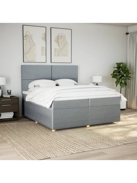 Box spring postel s matrací světle šedá 200 x 200 cm textil
