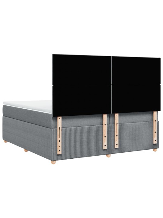 Box spring postel s matrací světle šedá 200 x 200 cm textil
