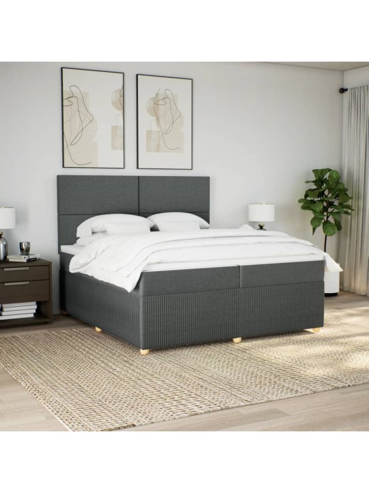 Box spring postel s matrací tmavě šedá 200x200 cm textil