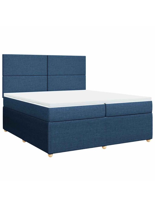Box spring postel s matrací modrá 200x200 cm textil