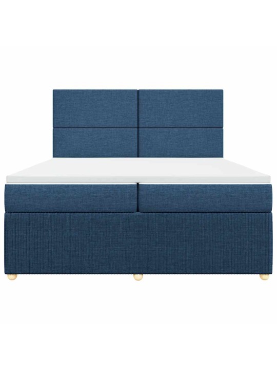 Box spring postel s matrací modrá 200x200 cm textil