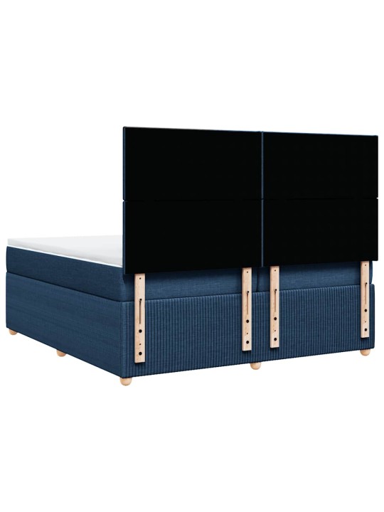 Box spring postel s matrací modrá 200x200 cm textil