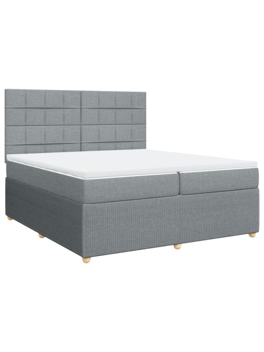 Box spring postel s matrací světle šedá 200 x 200 cm textil