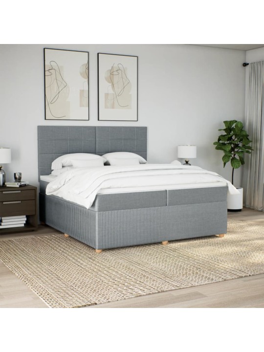 Box spring postel s matrací světle šedá 200 x 200 cm textil