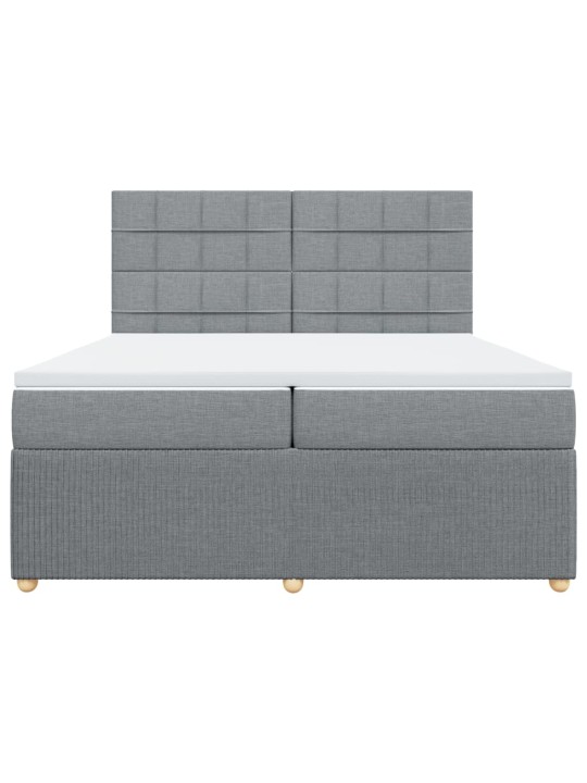 Box spring postel s matrací světle šedá 200 x 200 cm textil