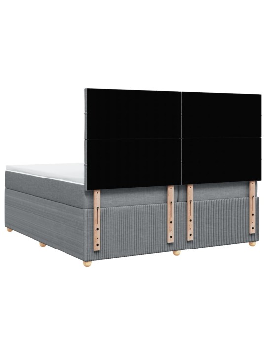 Box spring postel s matrací světle šedá 200 x 200 cm textil