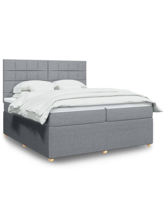 Box spring postel s matrací světle šedá 200 x 200 cm textil
