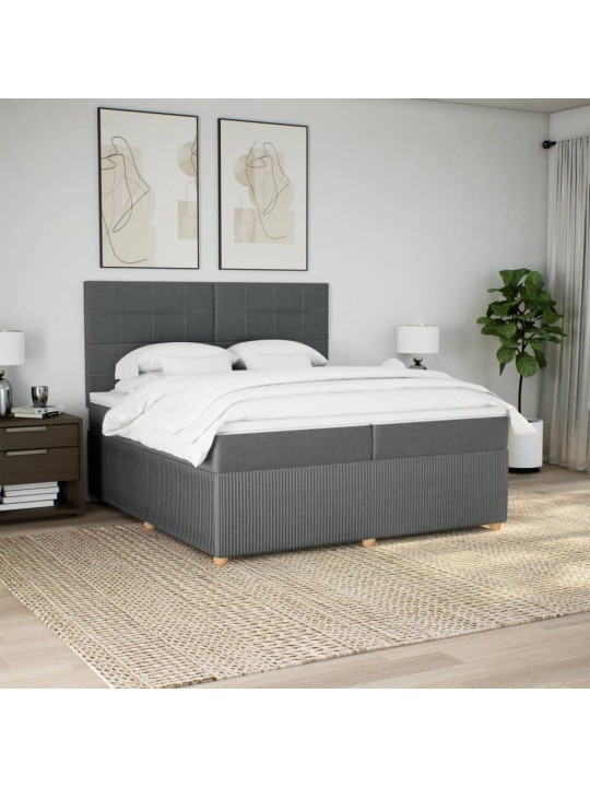 Box spring postel s matrací tmavě šedá 200x200 cm textil