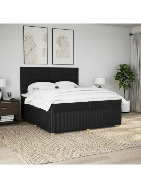 Box spring postel s matrací černá 200x200 cm textil