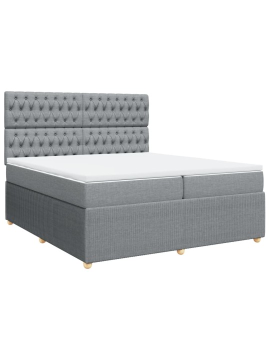 Box spring postel s matrací světle šedá 200 x 200 cm textil
