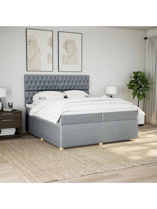 Box spring postel s matrací světle šedá 200 x 200 cm textil