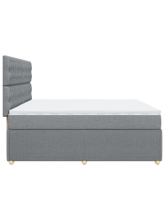Box spring postel s matrací světle šedá 200 x 200 cm textil
