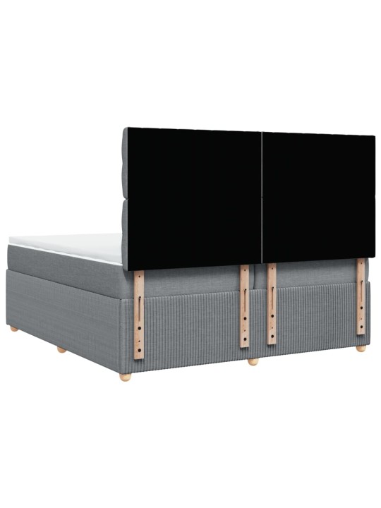 Box spring postel s matrací světle šedá 200 x 200 cm textil