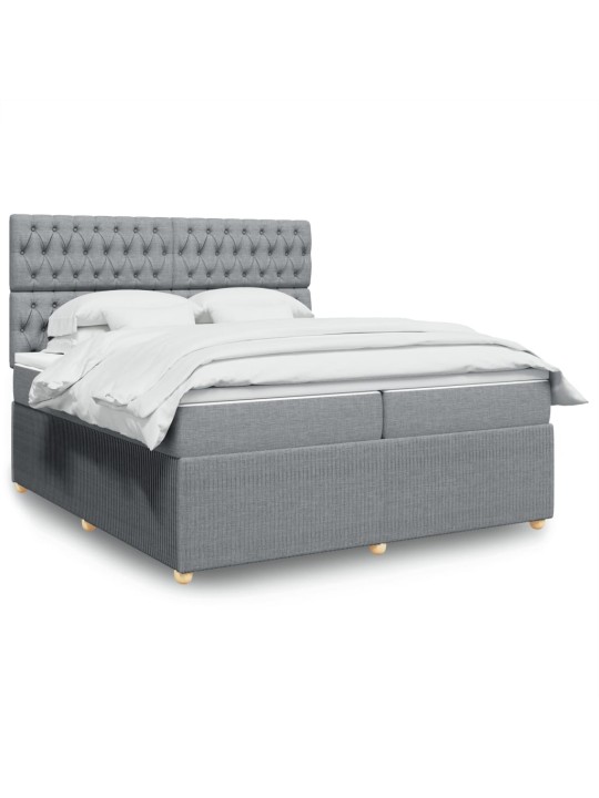 Box spring postel s matrací světle šedá 200 x 200 cm textil