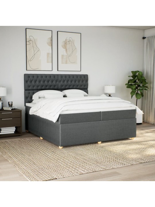 Box spring postel s matrací tmavě šedá 200x200 cm textil
