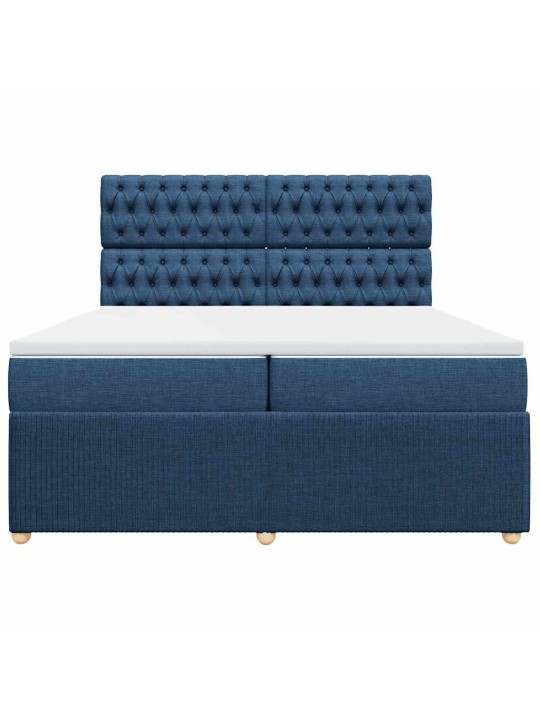 Box spring postel s matrací modrá 200x200 cm textil
