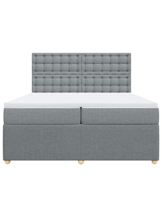 Box spring postel s matrací světle šedá 200 x 200 cm textil
