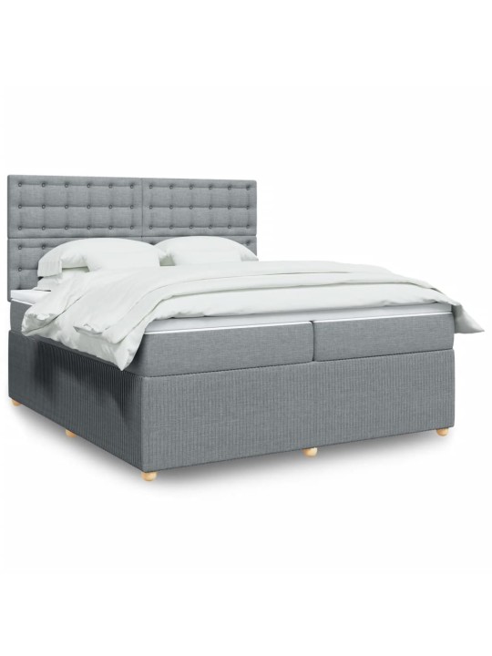 Box spring postel s matrací světle šedá 200 x 200 cm textil