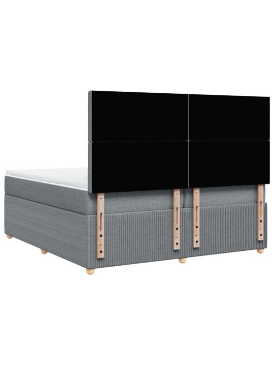 Box spring postel s matrací světle šedá 200 x 200 cm textil