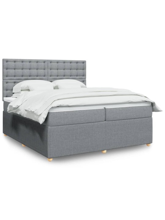 Box spring postel s matrací světle šedá 200 x 200 cm textil