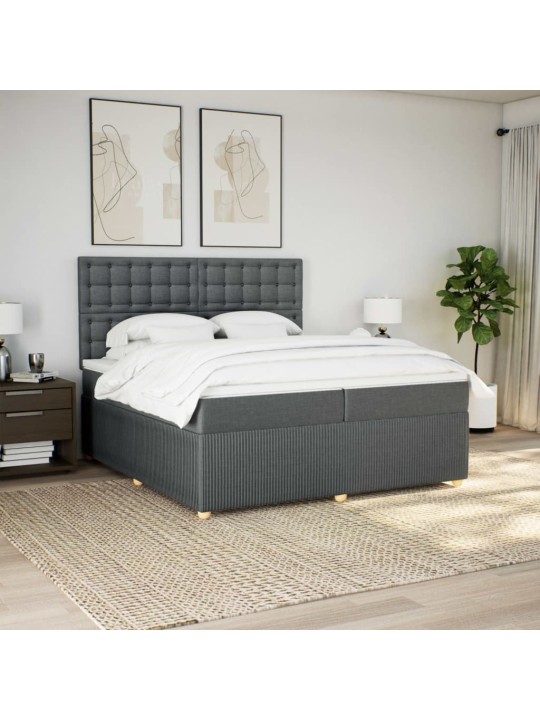 Box spring postel s matrací tmavě šedá 200x200 cm textil