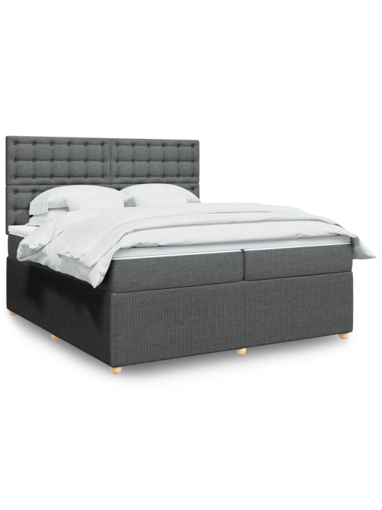 Box spring postel s matrací tmavě šedá 200x200 cm textil