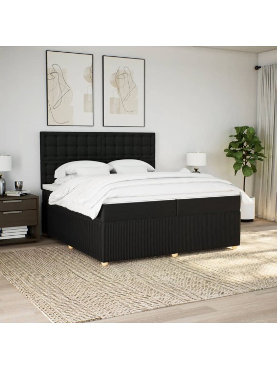 Box spring postel s matrací černá 200x200 cm textil