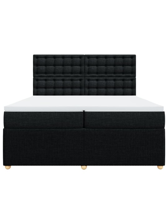 Box spring postel s matrací černá 200x200 cm textil