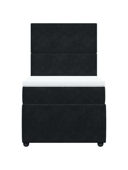 Box spring postel s matrací černá 80 x 200 cm samet