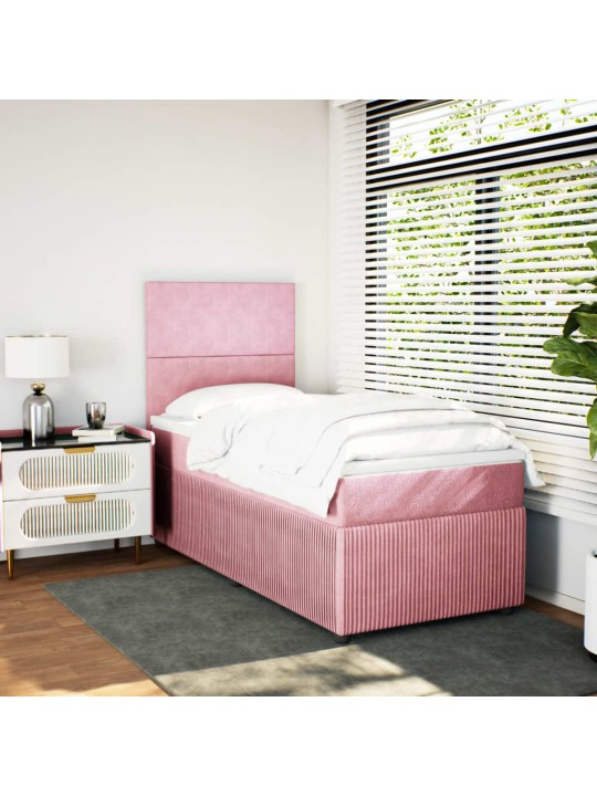 Box spring postel s matrací růžová 80 x 200 cm samet