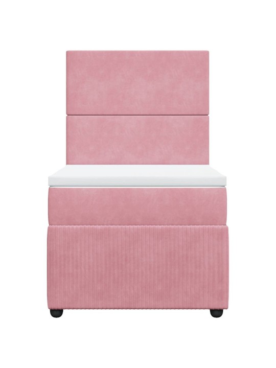 Box spring postel s matrací růžová 80 x 200 cm samet